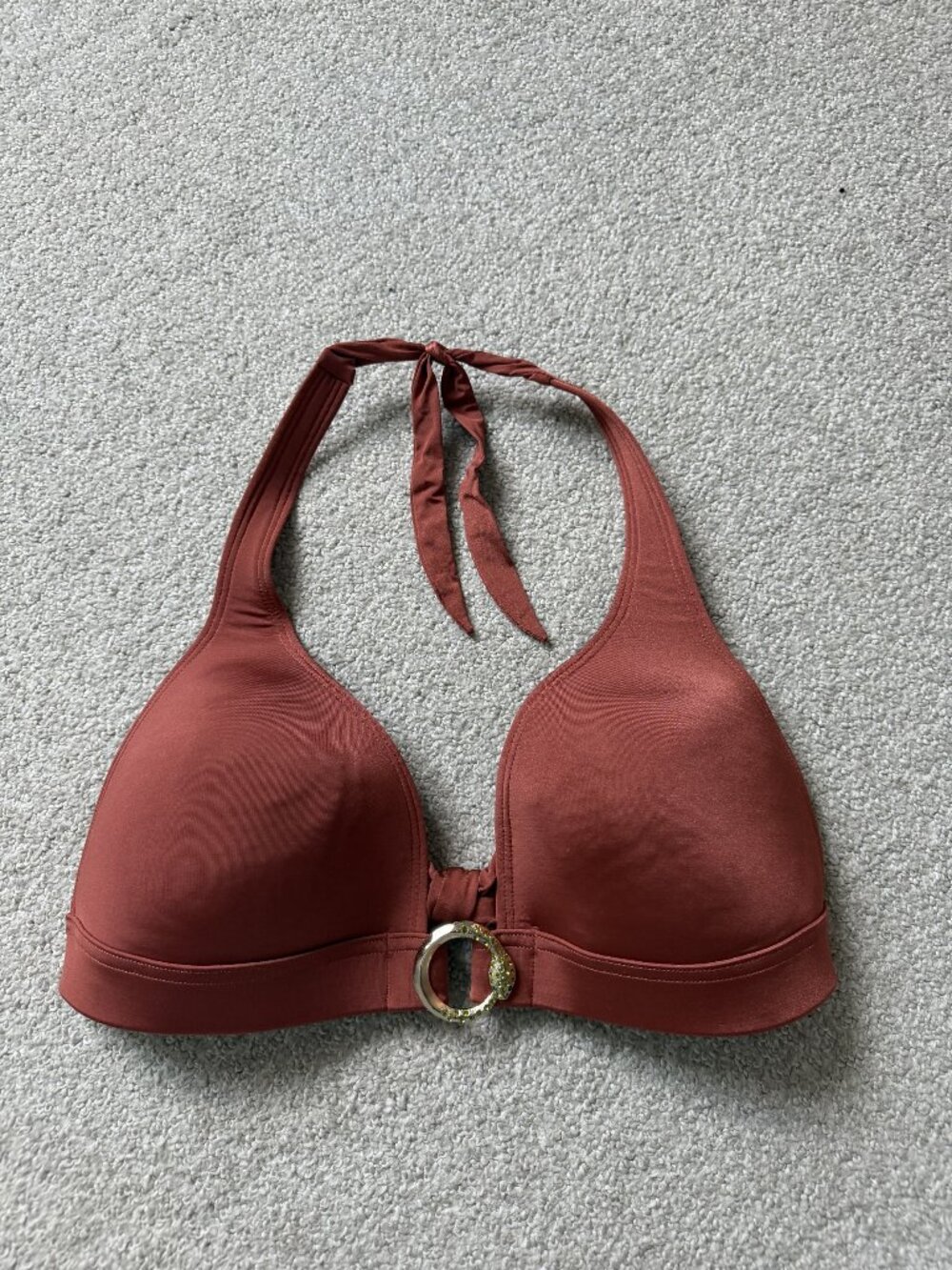 Victoria's Secret Orange Halter Bikini Top Tie Ring Snake Y2K Size L